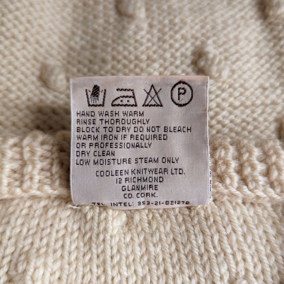 🇮🇪 Vintage Cooleen Shamrock Wool Aran Sweater Made In Ireland St Patrick's Day - Picture 11 of 15